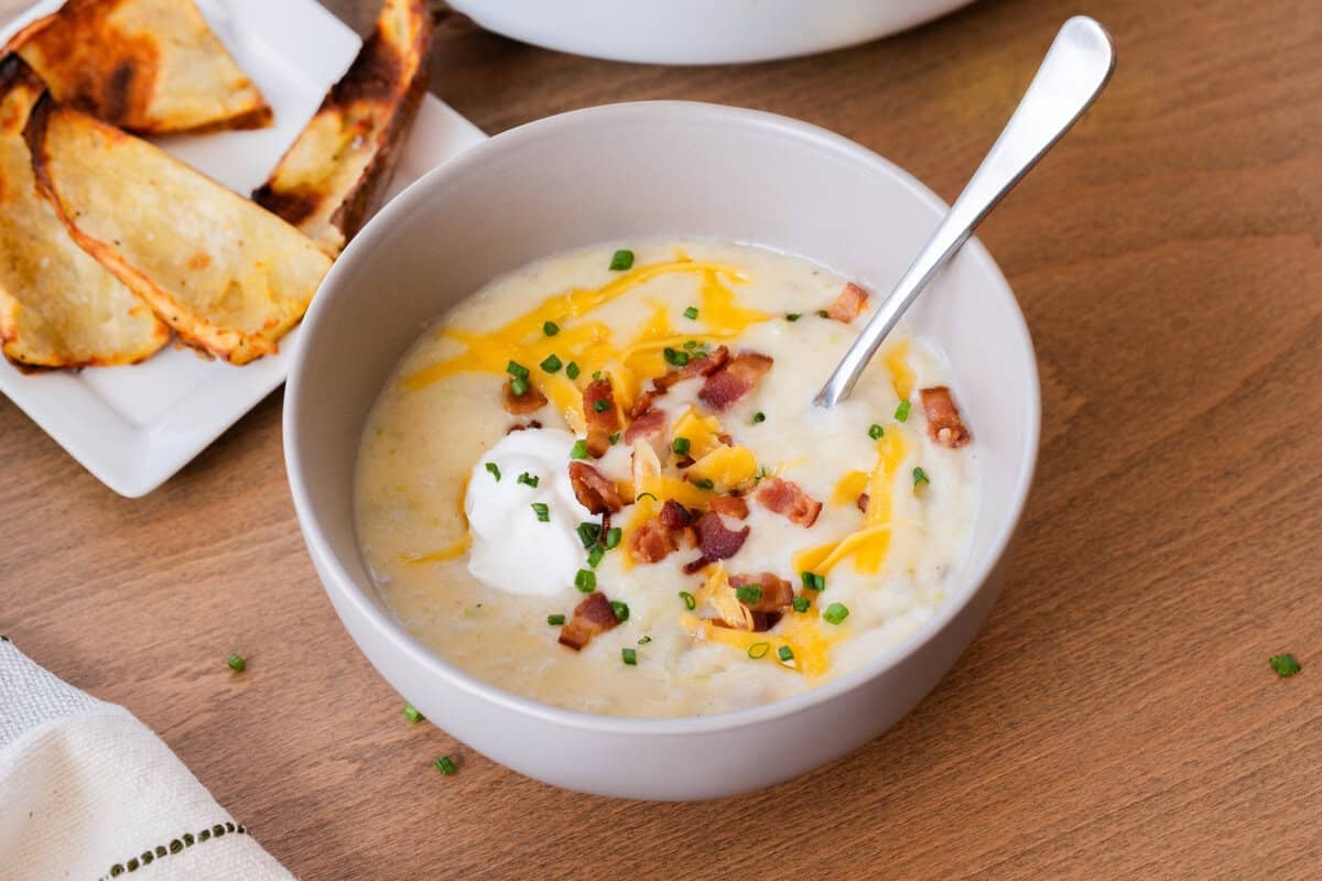 Authentic Loaded Baked Potato Soup: Real Baked Potatoes & Crispy Skins